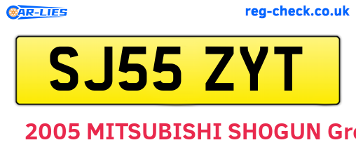 SJ55ZYT are the vehicle registration plates.