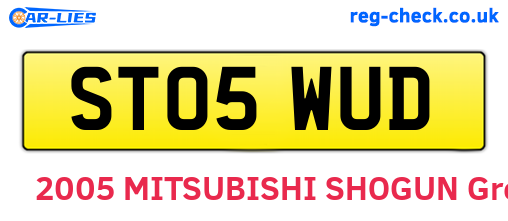 ST05WUD are the vehicle registration plates.