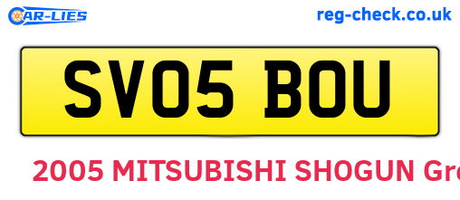 SV05BOU are the vehicle registration plates.