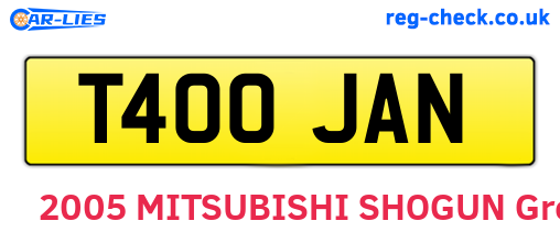 T400JAN are the vehicle registration plates.