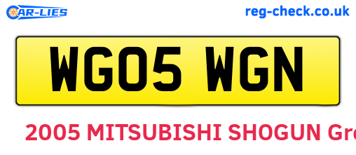 WG05WGN are the vehicle registration plates.