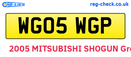WG05WGP are the vehicle registration plates.