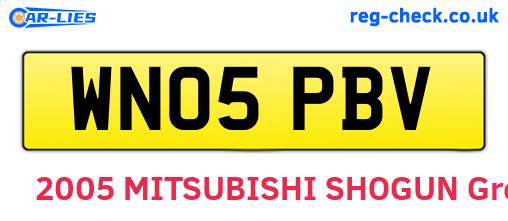 WN05PBV are the vehicle registration plates.