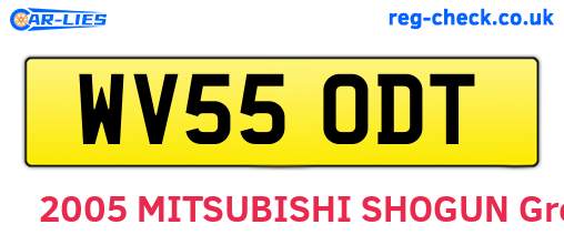 WV55ODT are the vehicle registration plates.