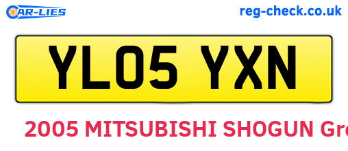 YL05YXN are the vehicle registration plates.
