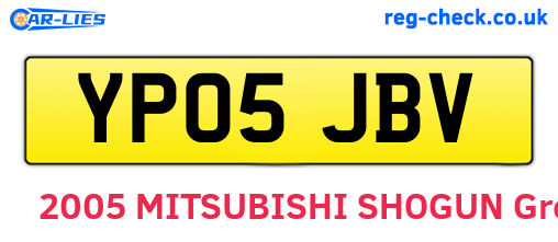 YP05JBV are the vehicle registration plates.