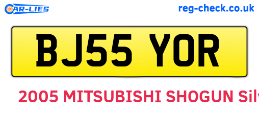 BJ55YOR are the vehicle registration plates.