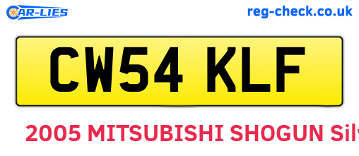 CW54KLF are the vehicle registration plates.