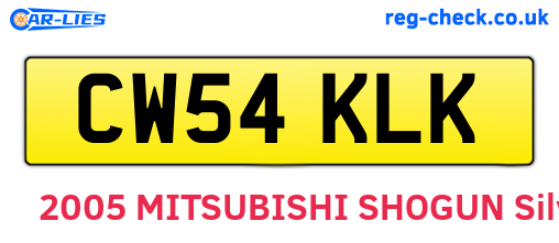 CW54KLK are the vehicle registration plates.