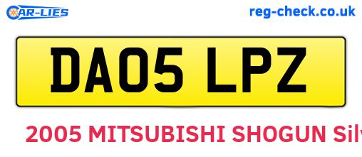 DA05LPZ are the vehicle registration plates.