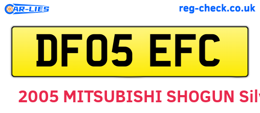 DF05EFC are the vehicle registration plates.