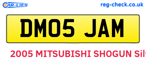 DM05JAM are the vehicle registration plates.