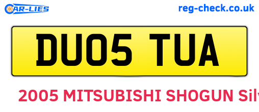 DU05TUA are the vehicle registration plates.