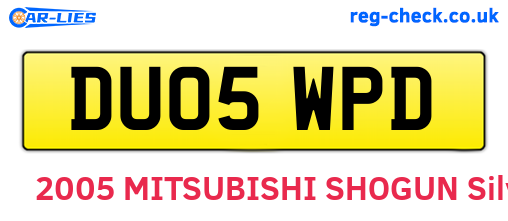 DU05WPD are the vehicle registration plates.
