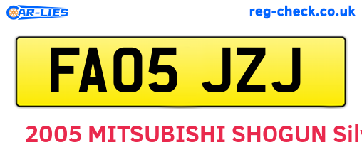 FA05JZJ are the vehicle registration plates.