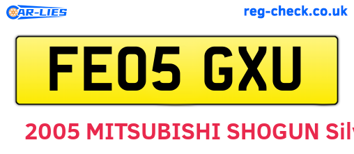 FE05GXU are the vehicle registration plates.