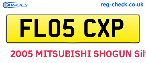 FL05CXP are the vehicle registration plates.