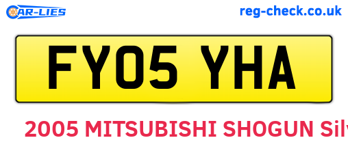 FY05YHA are the vehicle registration plates.