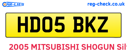 HD05BKZ are the vehicle registration plates.