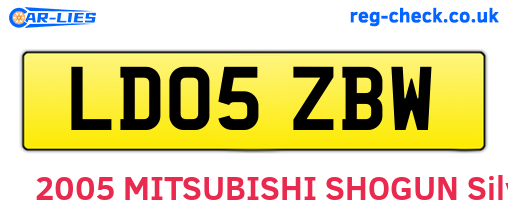 LD05ZBW are the vehicle registration plates.