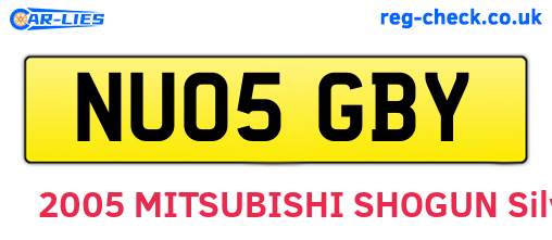 NU05GBY are the vehicle registration plates.
