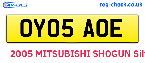 OY05AOE are the vehicle registration plates.