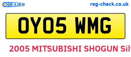 OY05WMG are the vehicle registration plates.