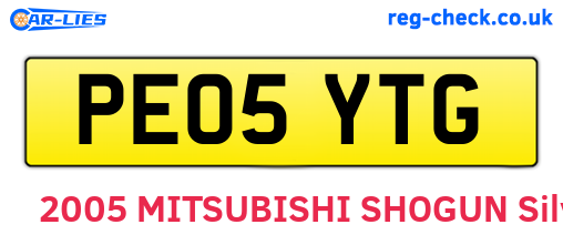 PE05YTG are the vehicle registration plates.