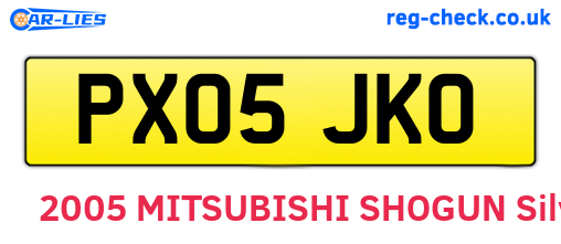 PX05JKO are the vehicle registration plates.