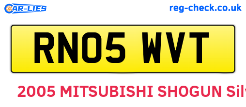 RN05WVT are the vehicle registration plates.