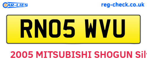 RN05WVU are the vehicle registration plates.