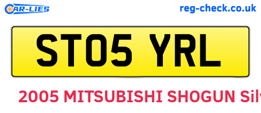 ST05YRL are the vehicle registration plates.