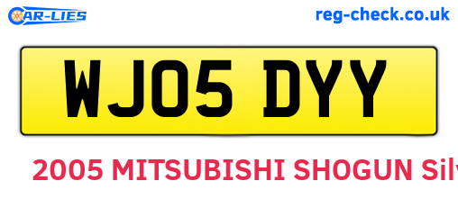 WJ05DYY are the vehicle registration plates.