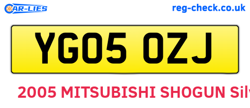 YG05OZJ are the vehicle registration plates.