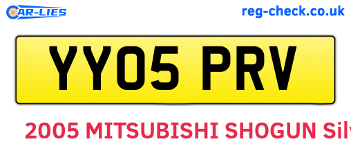YY05PRV are the vehicle registration plates.