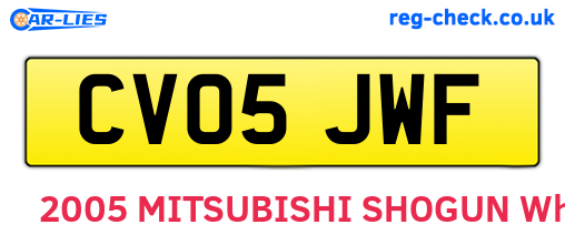 CV05JWF are the vehicle registration plates.