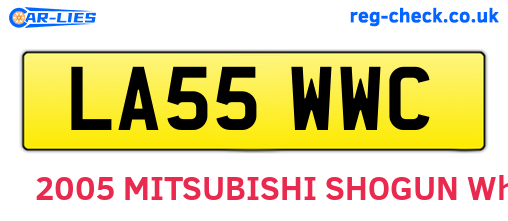 LA55WWC are the vehicle registration plates.