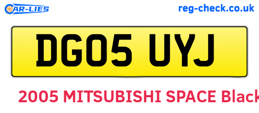 DG05UYJ are the vehicle registration plates.