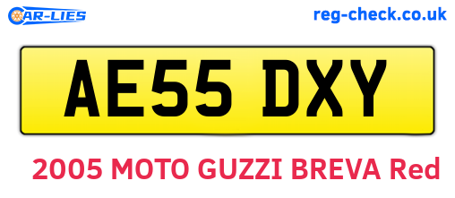 AE55DXY are the vehicle registration plates.