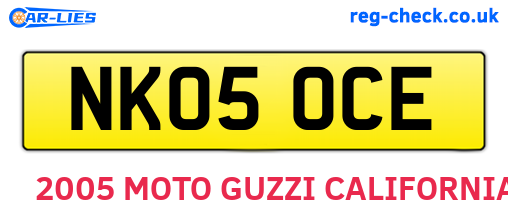 NK05OCE are the vehicle registration plates.