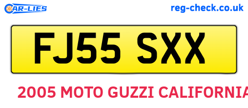 FJ55SXX are the vehicle registration plates.