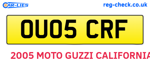 OU05CRF are the vehicle registration plates.