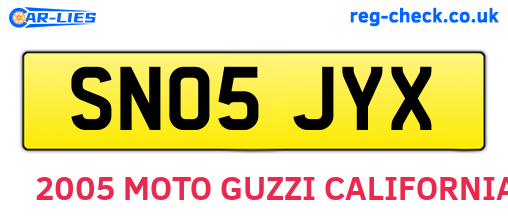 SN05JYX are the vehicle registration plates.