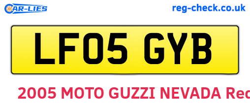 LF05GYB are the vehicle registration plates.