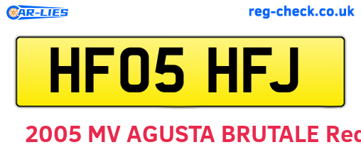 HF05HFJ are the vehicle registration plates.