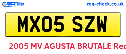 MX05SZW are the vehicle registration plates.