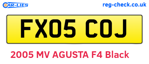 FX05COJ are the vehicle registration plates.