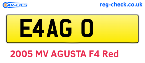 E4AGO are the vehicle registration plates.