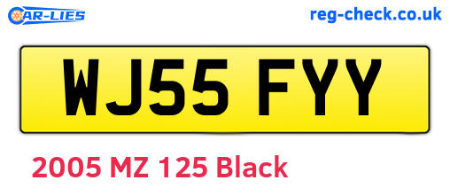 WJ55FYY are the vehicle registration plates.
