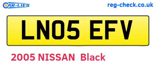 LN05EFV are the vehicle registration plates.
